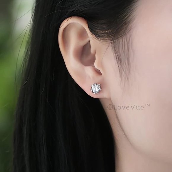 Certified 1ct. t.w. Diamond Snowflakes Heart Stud Earrings VVS1 GRA Certified - Picture 3 of 14